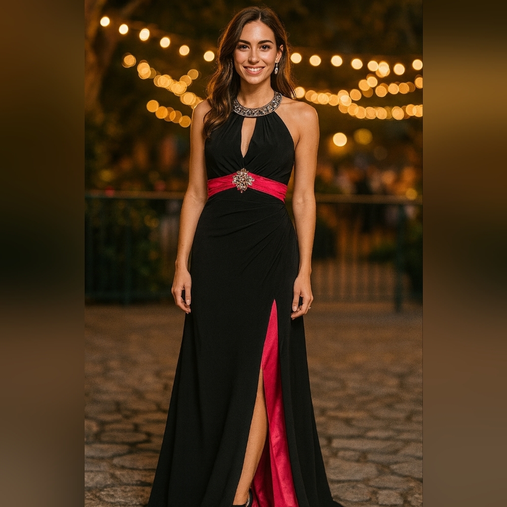 Alyce Design Formal Dress Embellished Neckline Prom Ball Gown Polyester Slit
